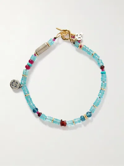 Peyote Bird Daytrip Gold-plated And Sterling Silver Multi-stone Beaded Bracelet In Blue