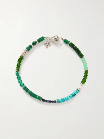 Peyote Bird Forest Grove Sterling Silver Multi-stone Bracelet In Green