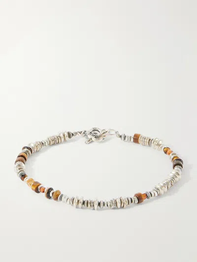 Peyote Bird Jemez Sterling Silver Garnet Bracelet In Brown