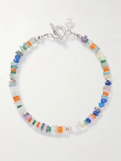 Peyote Bird Tropical Camo Sterling Silver Multi-stone Beaded Bracelet
