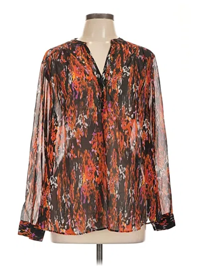 Pre-owned Peyton Jensen Long Sleeve Blouse In Orange