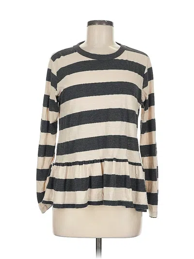 Pre-owned Peyton Jensen Long Sleeve Top Gray Crew Neck Tops