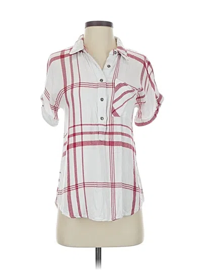 Pre-owned Peyton Jensen Short Sleeve Button Down Shirt In White