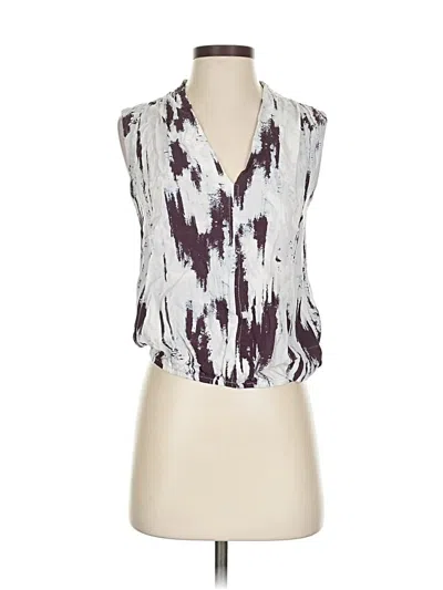 Pre-owned Peyton Jensen Tank Top Silver Plunge Neckline Tops