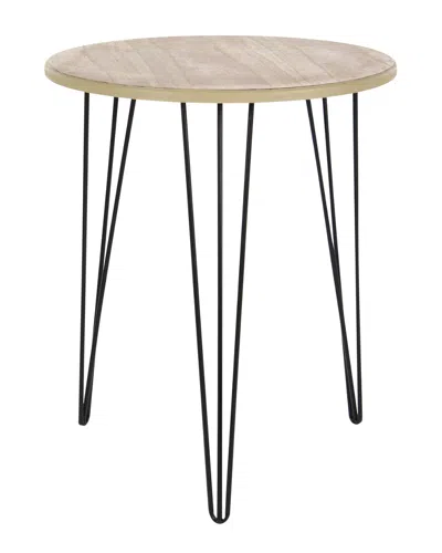 Peyton Lane 22in Natural Wood & Metal Modern Accent Table In Brown