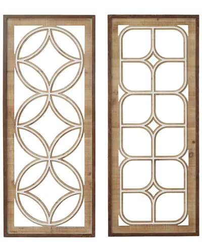 Peyton Lane 2pc Traditional Wood Geometric Wall Decor In Brown