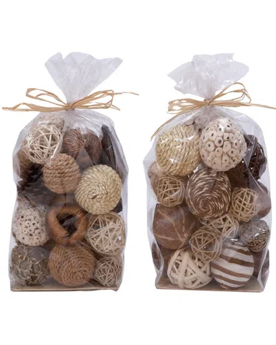 Peyton Lane 2pk Natural Centerpiece Balls In Brown