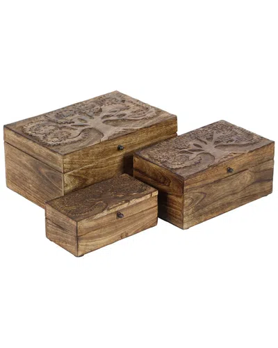 Peyton Lane 30952 Brown Mango Wood Floral Handmade Decorative