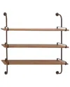 Peyton Lane 38in Wood & Metal 3-tier Wall Shelf In Brown