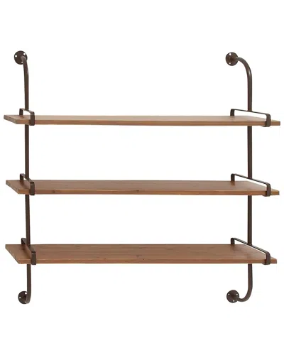 Peyton Lane 38in Wood & Metal 3-tier Wall Shelf In Brown