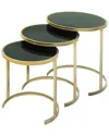 Peyton Lane 3pc Metal Glass Nest Tables