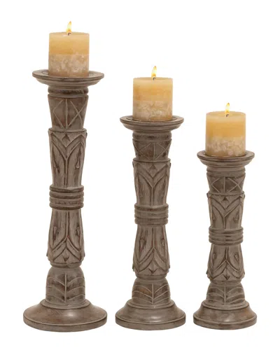 Peyton Lane 3pc Wood Candle Holders In Brown