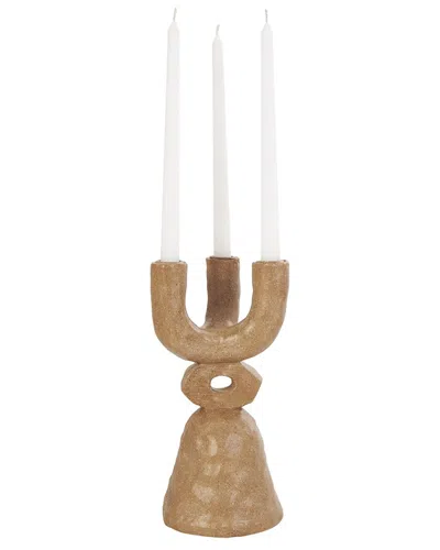 Peyton Lane Abstract Brown Resin Antique Style Totem Candelabra