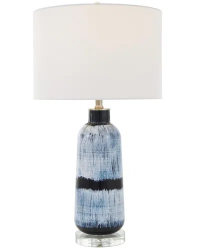 Peyton Lane Abstract Brushed Accent Lamp With Glass Base In Blue