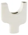 Peyton Lane Abstract Ceramic Curved Vase With Dual Openings & Speckled  Texturing In White