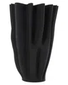 Peyton Lane Abstract Ceramic Dimensional Ribbed Tulip Decorative Vase In Black