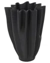 Peyton Lane Abstract Ceramic Dimensional Ribbed Tulip Decorative Vase In Black