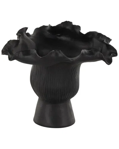 Peyton Lane Abstract Ceramic Floral Inspired Decorative Vase In Black