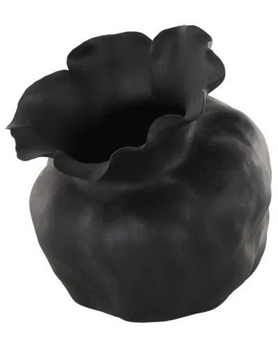 Peyton Lane Abstract Ceramic Floral Inspired Decorative Vase In Black