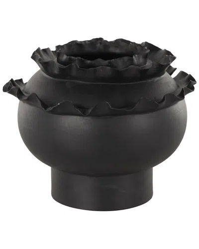 Peyton Lane Abstract Ceramic Floral Inspired Decorative Vase In Black