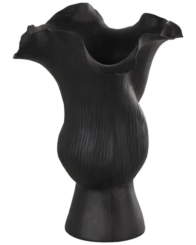 Peyton Lane Abstract Ceramic Floral Inspired Decorative Vase In Black