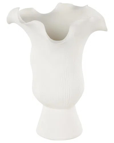 Peyton Lane Abstract Ceramic Floral Inspired Decorative Vase In White