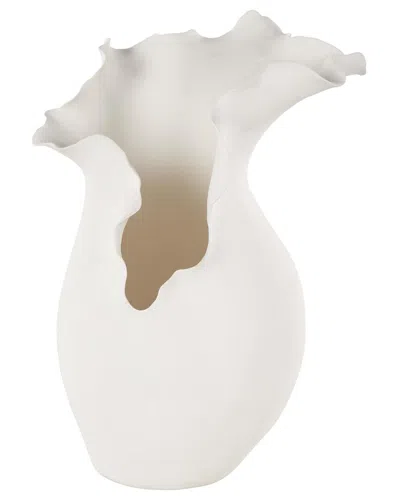 Peyton Lane Abstract Ceramic Floral Inspired Decorative Vase In White