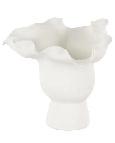 Peyton Lane Abstract Ceramic Floral Inspired Decorative Vase In White