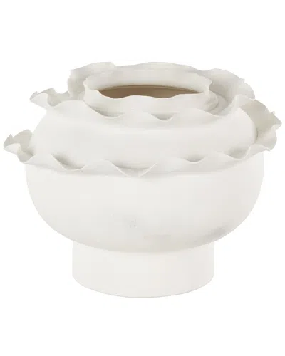 Peyton Lane Abstract Ceramic Floral Inspired Decorative Vase In White