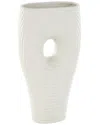 Peyton Lane Abstract Ceramic Ribbed Cutout Vase With Speckled Texturing In White