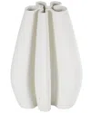 Peyton Lane Abstract Ceramic Ribbed Dimensional Concaved Decorative Vase In White