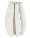 Peyton Lane Abstract Ceramic Ribbed Dimensional Concaved Decorative Vase In White