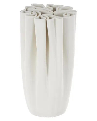 Peyton Lane Abstract Ceramic Ribbed Dimensional Folded Decorative Vase