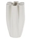 Peyton Lane Abstract Ceramic Ribbed Dimensional Folded Decorative Vase In White