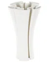 Peyton Lane Abstract Ceramic Ribbed Dimensional Folded Decorative Vase In White