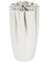Peyton Lane Abstract Ceramic Ribbed Dimensional Folded Decorative Vase In White