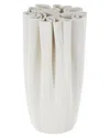 Peyton Lane Abstract Ceramic Ribbed Dimensional Folded Decorative Vase In White