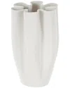 Peyton Lane Abstract Ceramic Ribbed Dimensional Folded Decorative Vase In White