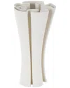 Peyton Lane Abstract Ceramic Ribbed Dimensional Folded Decorative Vase In White
