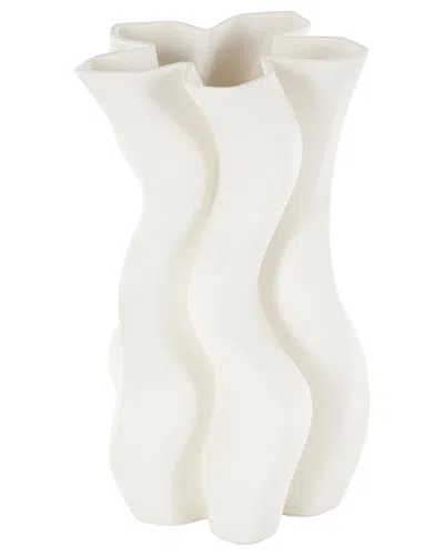 Peyton Lane Abstract Ceramic Ribbed Dimensional Wavy Decorative Vase