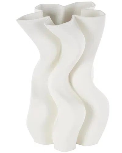 Peyton Lane Abstract Ceramic Ribbed Dimensional Wavy Decorative Vase