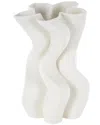 Peyton Lane Abstract Ceramic Ribbed Dimensional Wavy Decorative Vase In White