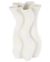 Peyton Lane Abstract Ceramic Ribbed Dimensional Wavy Decorative Vase In White