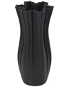 Peyton Lane Abstract Ceramic Ribbed Tulip Inspired Decorative Vase In Black