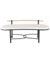 Peyton Lane Abstract Metal Upholstered Oval Home Bench With Metal Frame & Rope  Rod Backrest In White