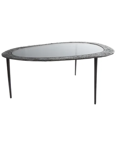 Peyton Lane Abstract Oval Shaped Metal Coffee Table With Shaded Glass Top