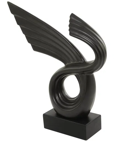 Peyton Lane Abstract Porcelain Wing Sculpture With Base In Black