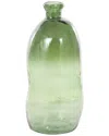 Peyton Lane Abstract Recycled Glass Handmade Tall Curved Ombre Spanish Bottle  Decorative Vase In Green