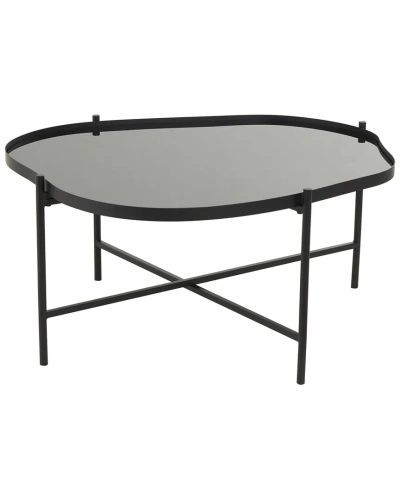 Peyton Lane Abstract Wavy Coffee Table With X-shaped Base In Black