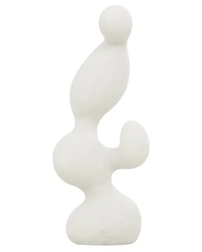 PEYTON LANE PEYTON LANE ABSTRACT WHITE POLYSTONE CURVED SHAPED SCULPTURE WITH SPECKLED  TEXTURING